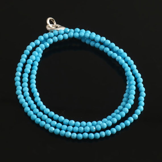 Perles de pierre gemme Howlite Turquoise à grand trou, rondes à facettes de 12 mm, brin de 8  - France