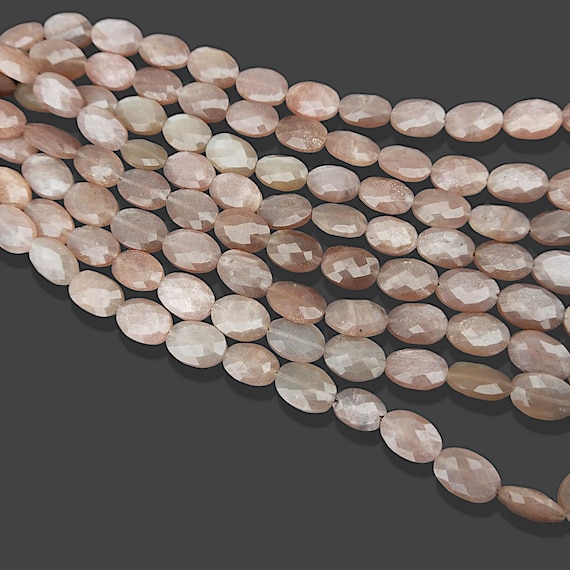 Natural Peach Moonstone Faceted Loose Beads, 9x7MM Peach Moonstone Faceted Oval Beads, Chocolate Moonstone Loose Stings Jewelry Craft Beads