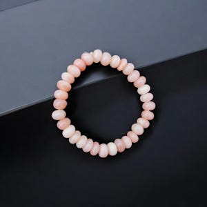 Pink Peruvian Opal Beads Bracelet, Pink Opal 8-9mm Stretch Smooth Roundel Bracelet, Pink Opal Gemstone Heling Bracelet, Opal Special Gift