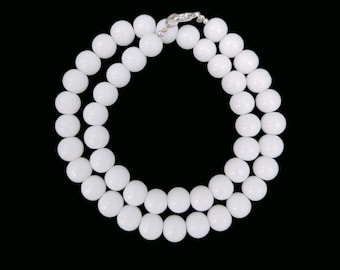 Collar de cuentas de coral blanco, cuentas redondas lisas de 8 mm, joyería masculina