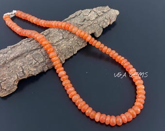 Collana di perle di corniola autentica, rondella sfaccettata da 7 mm, gioiello in corniola arancione