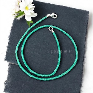 100% Natural Green Jade Beaded Necklace, Green Jade Faceted Rondelle Necklace, Green Jade Minimalist jewelry Necklace, Anniversary Gift