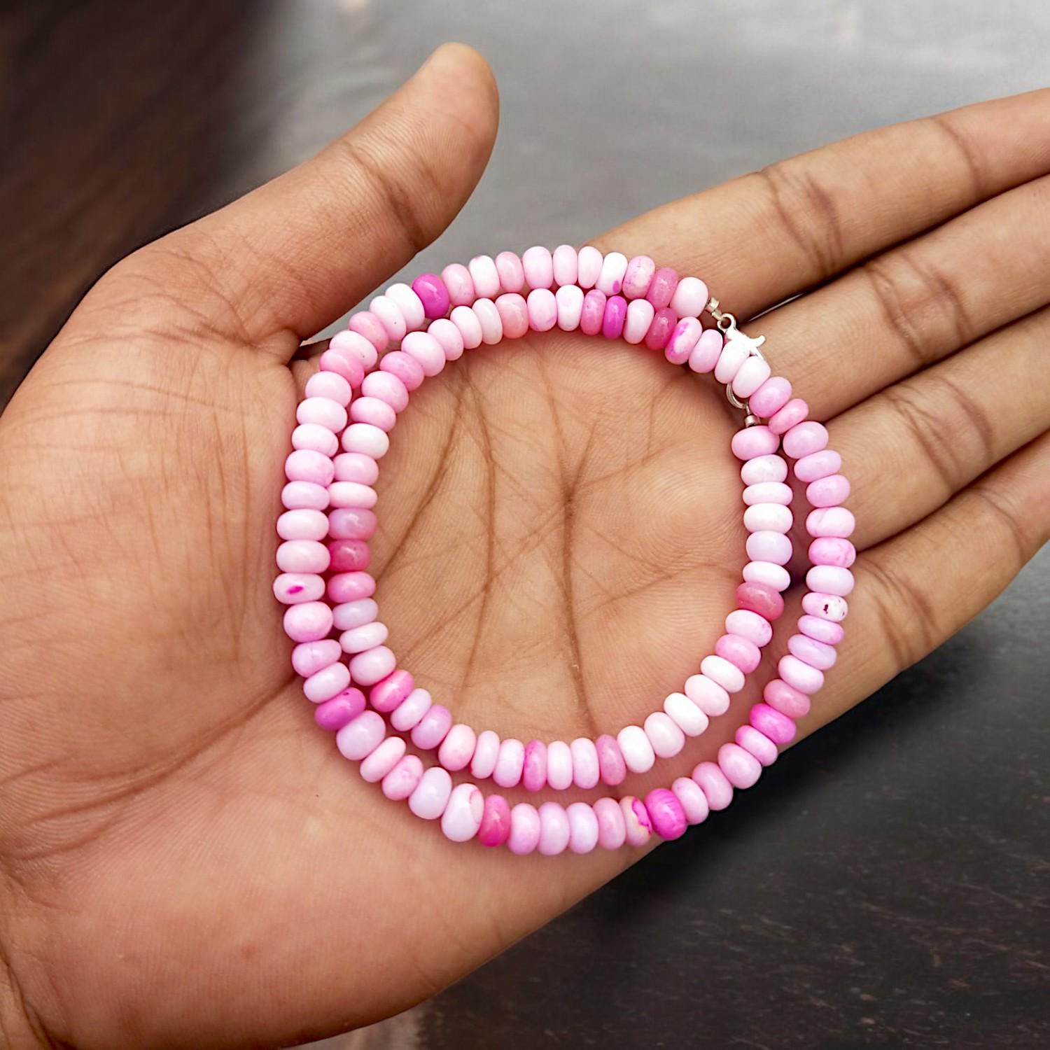 シェーデッドピンクオパールビーズネックレス、6～6.5mmの