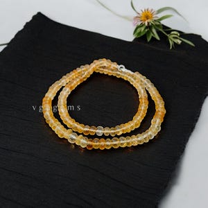 Natural Yellow Citrine Beaded Necklace, 6-7mm Shaded Faceted Rondelle Beads Necklace, AAA+ High quality Citrine Necklace, Valentine&#39;s gift.