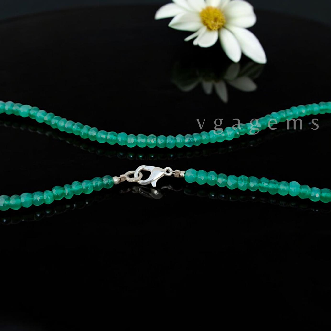 Collana Giada Fatta A Mano Collana In Giada Naturale Verde Con Perline Rondelle Sfaccettate 2x4 Mm - Lunghezza 18'' - Gioiello Elegante E Naturale Rondelle Inox - Foto 11