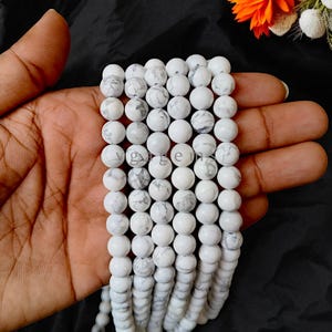 Witte howlietkralen, howliet gladde ronde losse kralen, natuurlijke howliet 16 inch streng losse edelsteenkralen, handgemaakte sieraden maken ambacht