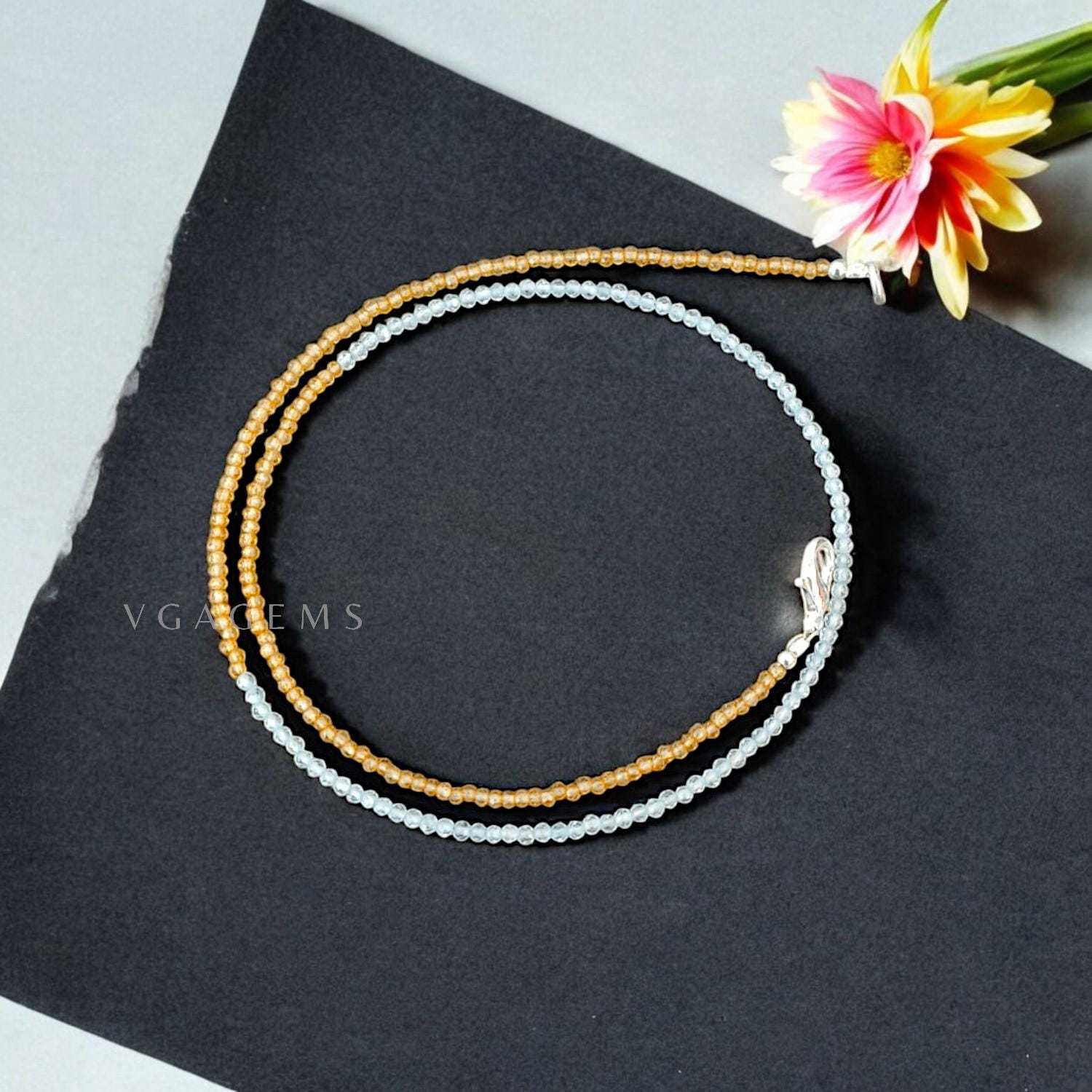 thumbnail image 2 of Natural Yellow Citrine Beaded Necklace – 20" Strand, 205 Carats, Round Cut Gemstone Jewelry For Women 2 of 6