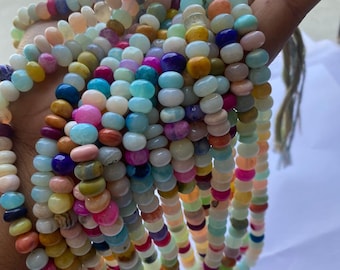 Amazing Multi Color Opal Smooth Rondelle Shape Beads,16 Inch 8mm