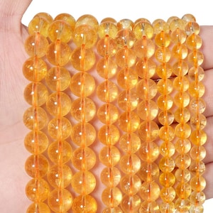 Natural Citrine smooth round beads, Citrine Gemstone 6-10 MM Beads, Citrine Round High quality citrine Gemstone Beads, Beads for Jewelry.