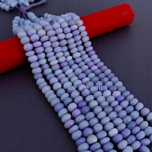 100% Genuine Lavender Blue Opal Loose Beads, 8-9MM Blue Opal Smooth Rondelle Beads,  Wholesale Opal Beads For Jewelry Making Necklace
