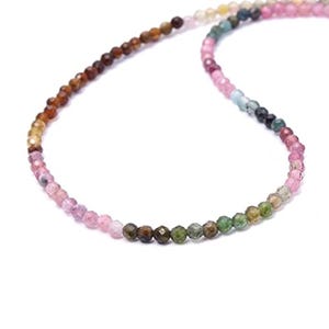 Multi Tourmaline Beaded Necklace: 4mm Gemstone, 18 Inch