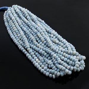 Genuine Beautiful ice Blue opal smooth Rondelle Beads, 8mm Blue Opal Gemstone Beads, Natural Quality Opal Beads, jewelry Making craft