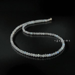100% Natural Labradorite Beaded Necklace, 3mm Labradorite Faceted Round Necklace, Blue Flashy Labradorite Beads Jewelry, Anniversary Gift