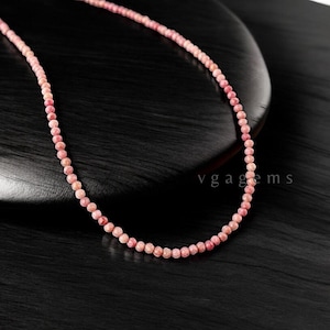 ON SALE Rhodonite Faceted Round Beads Necklace, 3mm Rhodonite Faceted Beaded Necklace,  Pink Rhodonite Semi Precious Gemstone Necklace