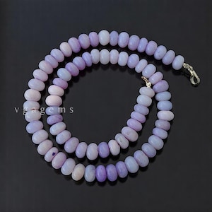 Blue Peruvian Opal Beaded Necklace: 8-9mm Rondelle Gemstone, 18 Inch