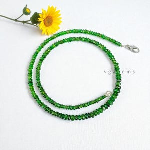 Chrome Diopside Beaded Necklace: Faceted Rondelle Gemstone, Minimalist Jewelry