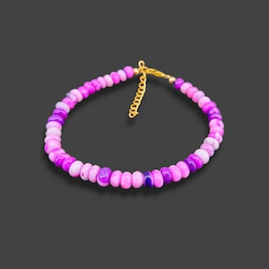 Pink Opal Beaded Bracelet, Pink Opal 5mm-6mm Gemstone Smooth Rondelle Beads Bracelet, Pink Opal Shaded Bracelet, Best Birthday Gift  For Her