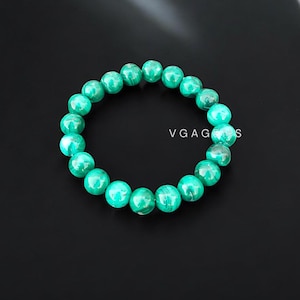 Gorgoues!! Malachite Beaded Bracelet, Malachite Smooth Round Beads Bracelet, Azurite Malachite Dainty Adjustable Bracelet, Birthday Gift