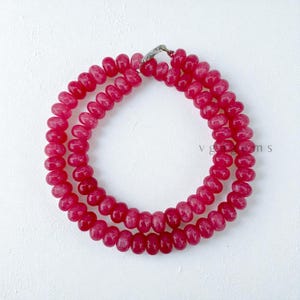 Beautiful Ruby Quartz Beaded Necklace, 8mm Ruby Quartz Smooth Rondelle Beads Necklace, Pink Ruby Minimalist Jewelry Necklace, Birthday Gift