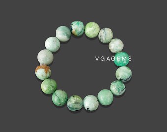 Pulsera de cuentas de variscita natural, gema redonda lisa de 8 mm, joyería de protección y sanación.