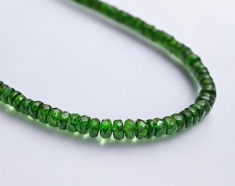 Gorgeous!! Natural Chrome Diopside Beaded Necklace, 4-5mm Chrome Faceted Rondelle Beads Necklace, Handmade Gemstone Healing Necklace Jewelry
