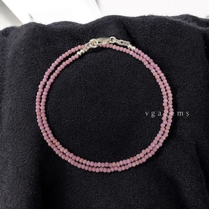 ON SALE Pink Rhodochrosite Beaded Necklace, 2mm Rhodochrosite Faceted Round Beads Necklace, Tiny Pink Rhodochrosite Minimalist Necklace Gift