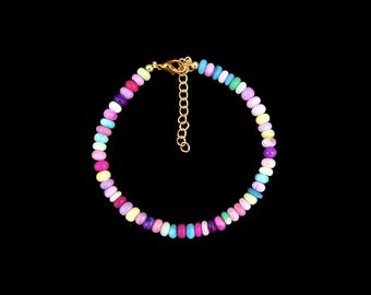 Multi Color Opal Beaded Bracelet: 5-6mm Smooth Rondelle, Handmade Jewelry