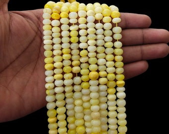 Losse kralen van gele opaal, 6-7 mm, gladde ronde kralen van gele opaal, losse kralen met kleurschakeringen, edelsteenkralen, kralen van hoge kwaliteit, cadeau voor haar