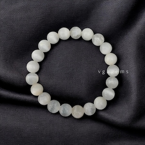 100% Natural Selenite Stretch Beaded Bracelet, 8mm Selenite Smooth Round Beads Bracelet, Unisex Selenite Crystal Bracelet, Women&#39;s Gift