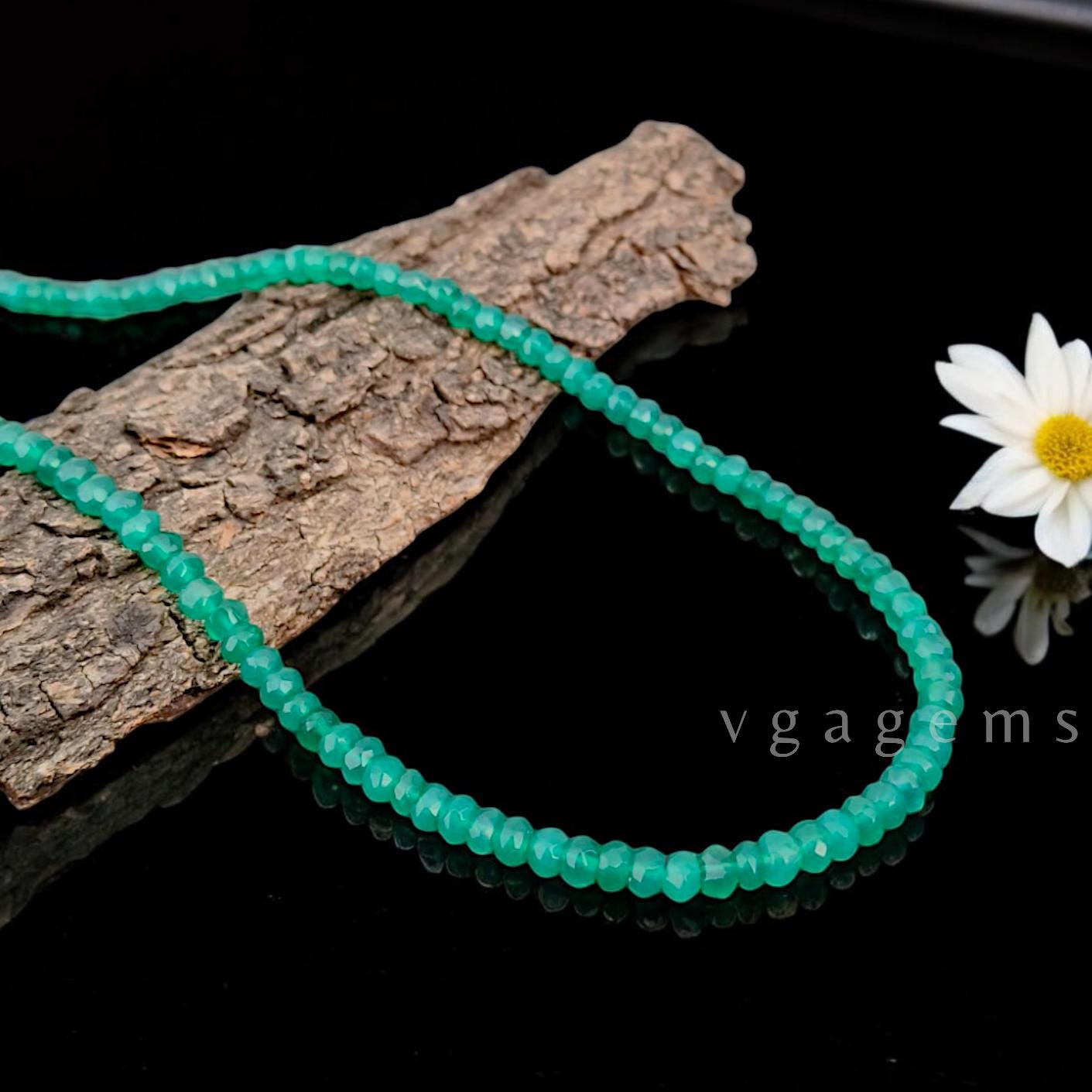 Collana Giada Fatta A Mano Collana In Giada Naturale Verde Con Perline Rondelle Sfaccettate 2x4 Mm - Lunghezza 18'' - Gioiello Elegante E Naturale Rondelle Inox - Foto 7