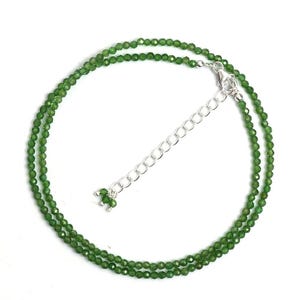 Natural Chrome Diopside Beaded Necklace: Faceted Round Gemstone, 16 Inch