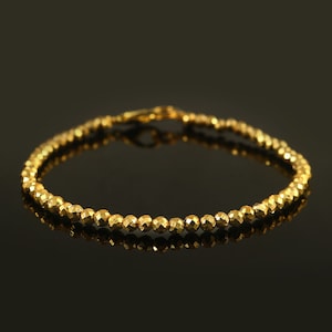 Natural golden pyrite beaded Bracelet, 3mm Pyrite micro faceted Bracelet, party wear dainty Bracelet, pyrite Bracelet , Birthday gift