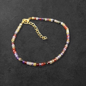 Multi Zirconia Bracelet, Zirconia 3mm Micro Faceted Rondelle Beaded Bracelet, Multi-Color Zircon Bracelet, Handmade Jewelry Gift For Love