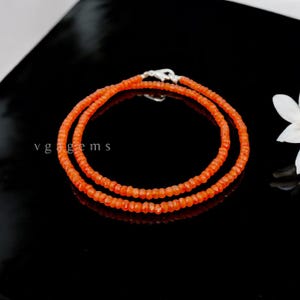 Natürliche Karneol Perlen Halskette, 4-5 mm Orange Karneol Facettierte Rondell Perlen Halskette, kleine Perlen Karneol Schmuck, Geschenk