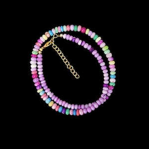 Multi Color Opal Beaded Necklace, 4-6mm Multi Candy Opal Smooth Rondelle Necklace, Disco Opal Jewelry, Opal Gemstone Beads Gift For Love