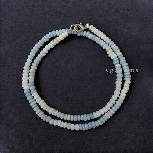 Peru Blauer Opal Facettierte Rondelle Perlen-Halskette, 3 mm-4 mm Süßigkeits-Edelstein-Halskette, Blau Peruanischer Opal Perlen-Halskette, Geburtstags-Geschenk