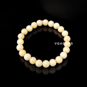 Natural Dolomite Beaded Stretch Bracelet, 8mm Smooth Round Beads Bracelet, Yellow Dolomite Stretch Beaded Bracelet, Crystal Stretch Bracelet