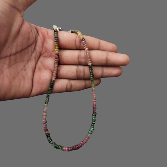 マルチ　トルマリン　ネックレス マルチトルマリンネックレス、4〜5 mm 天然スイカトルマリンネックレス