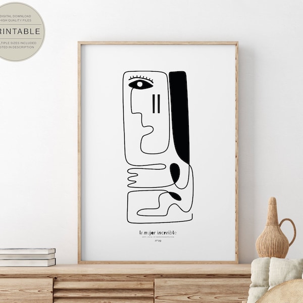 Amazing Woman | Picasso Style Drawing | Female Body Abstract Art Print Poster | N-09 | Minimalist Wall Home Art Decor | Digital Download