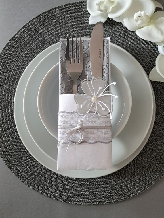 Einweg-Servietten Mit Besteck-Tasche – Burgunderrot, 100 Stück, Für Hochzeit & Party