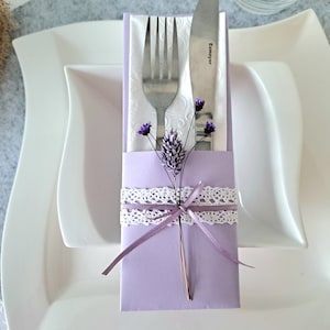 Cutlery bag "Purple" I Napkin bag I Wedding I Romantic I Table decoration I Dried flower