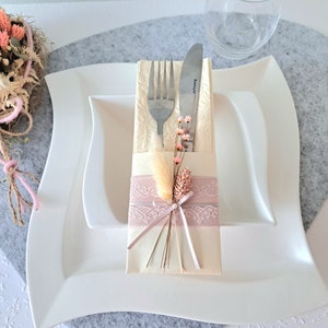 Cutlery bag "Pink" I Napkin bag I Wedding I Romantic I Table decoration I Dried flower