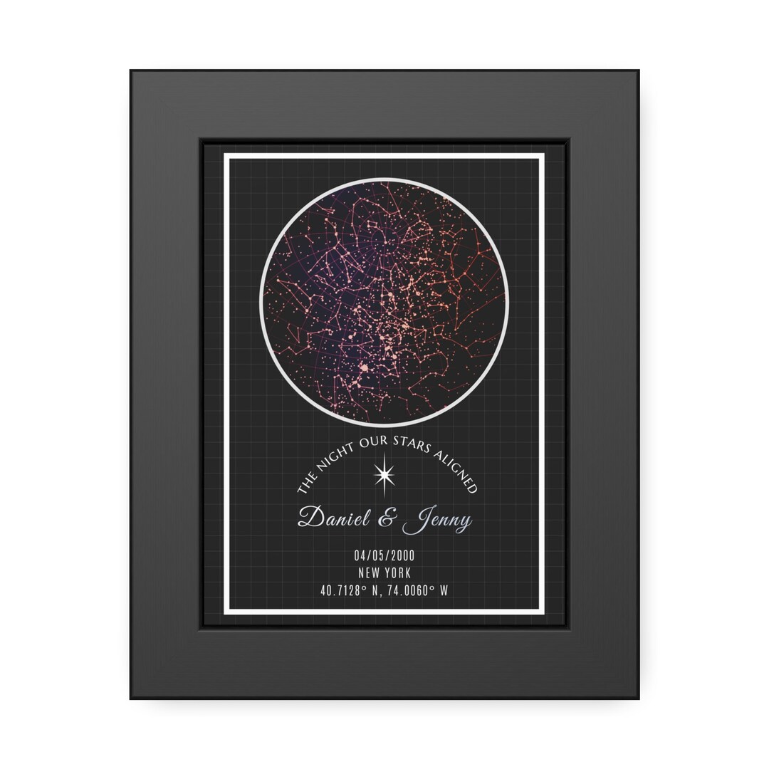 Framed Star Map Poster, Star Map by Date , Birthday Gift, Wedding Gift, Map of the Stars on