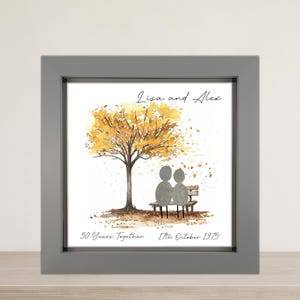 Image of Personalised 50th Wedding Anniversary Pebble Art, Wedding Anniversary Gift, Gold Wedding Anniversary Print Gift, 50th Anniversary Gift