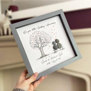 Personalised 40th Wedding Anniversary Pebble Art, Wedding Anniversary Gift, Ruby Anniversary Print Gift, 40th Anniversary Keepsake Gift
