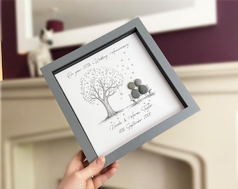 Personalised 25th Wedding Anniversary Pebble Art, Wedding Anniversary Gift, Silver Anniversary Print Gift, 25th Anniversary Keepsake Gift