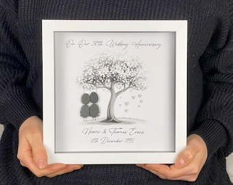 Personalisierte 30. Hochzeitstag Kieselstein Kunst, Hochzeitstag Geschenk, Perle Jahrestag Geschenk, 30. Jahrestag Andenken, Schaukel