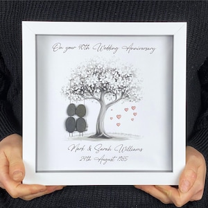 Personalised 40th Wedding Anniversary Pebble Art, Wedding Anniversary Gift, Ruby Anniversary Present, 40th Anniversary Keepsake Gift, Swing