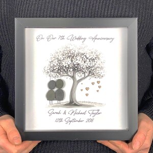 Personalised 7th Wedding Anniversary Pebble Art, Wedding Anniversary Gift, Copper Anniversary Present, 7th Anniversary Keepsake Gift, Swing