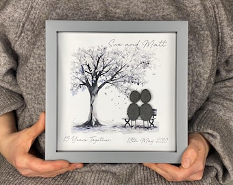 Personalised 15th Wedding Anniversary Pebble Art, Wedding Anniversary Gift, Crystal Wedding Anniversary Print Gift, 15th Anniversary Gift